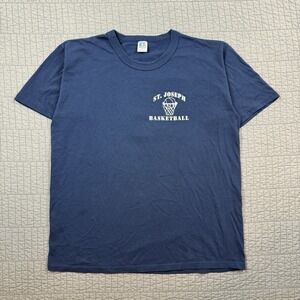 Vtg 80s Russell Athletic T Shirt Men's Large Blue St Joseph‎ Basketball USA Made